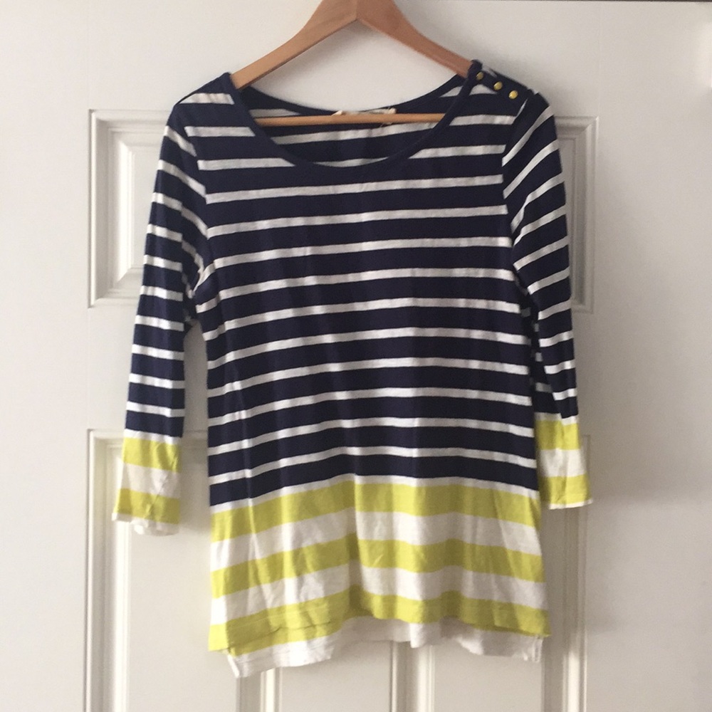 Anthropologie blue/green pilcro striped top
